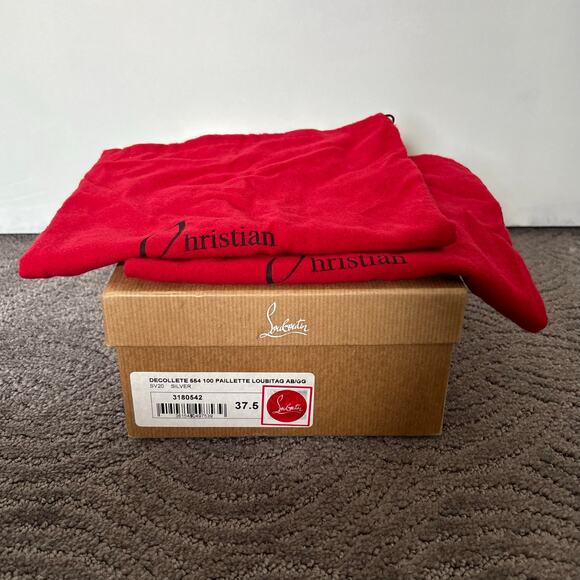 Christian Louboutin Decolette 554 100 Paillette Pump Sequin Multicolor Size 37.5 - Picture 15 of 15